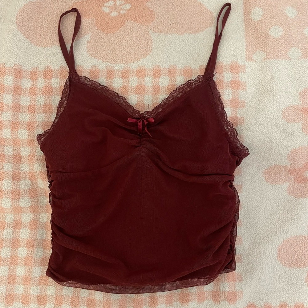 Forever 21 Red Tank Top with Lace and Bow